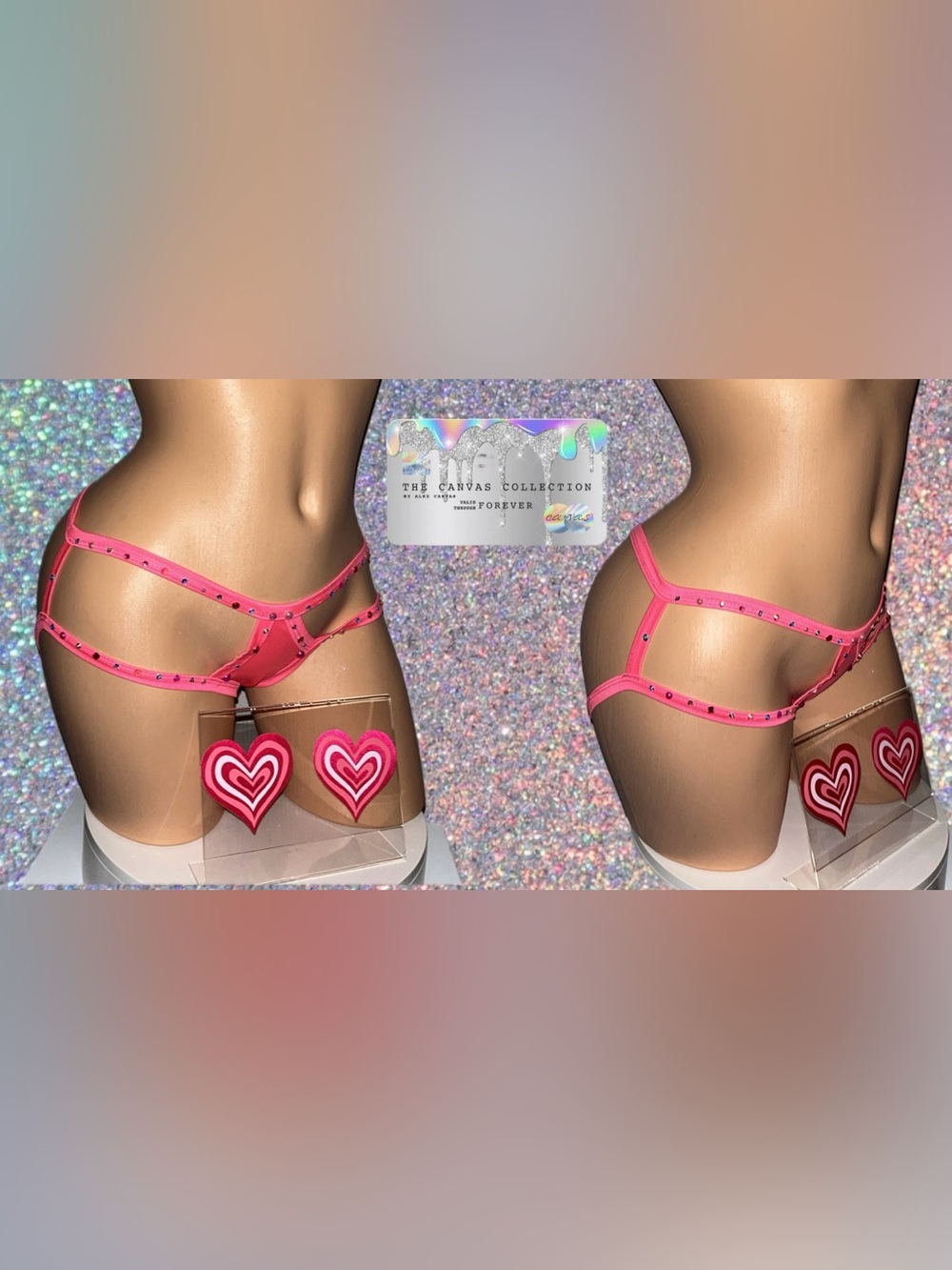 Exotic Dancewear: Custom bedazzled Pink Set {panties & pasties}
